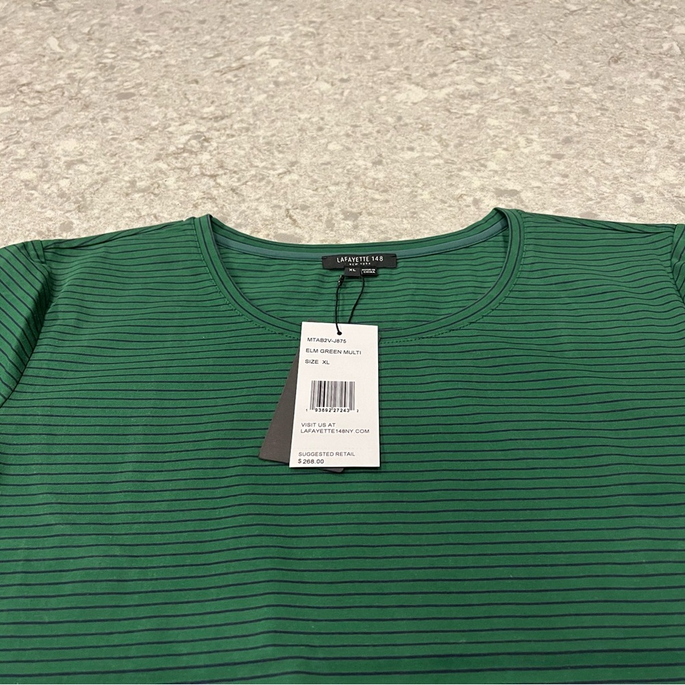New with Tags - Lafayette 148 NY- Modern Tee, Size XL, Color: Elm Green Multi